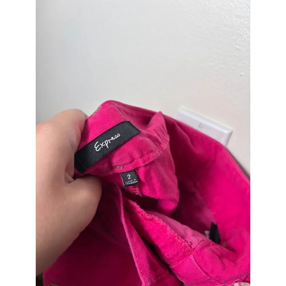Express y2k VTG Micro Shorts Hot Pink Barbie Preppy Girly Legally Blonde sz 2